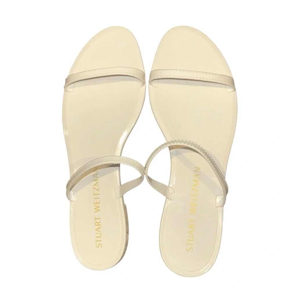Stuart Weitzman Like-New Sawyer Slide Jelly Sandal in White Sz 10 Worn Once - Picture 2 of 7